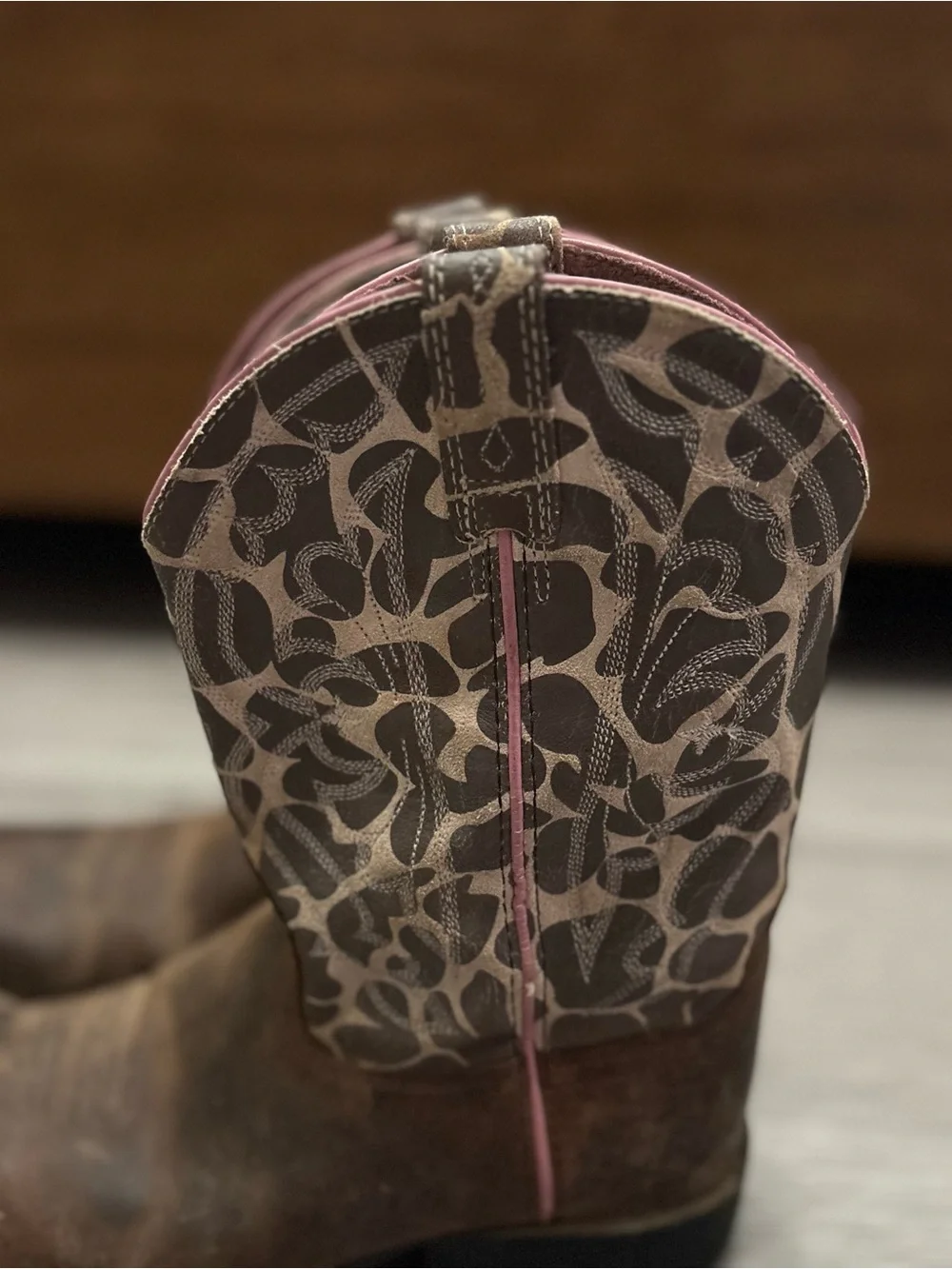 Ariat Kids Brown Cowboy Boots with Patterned Shaft Size 3